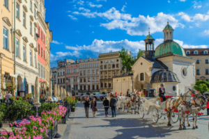 Die malerische Altstadt von Krakau in Polen